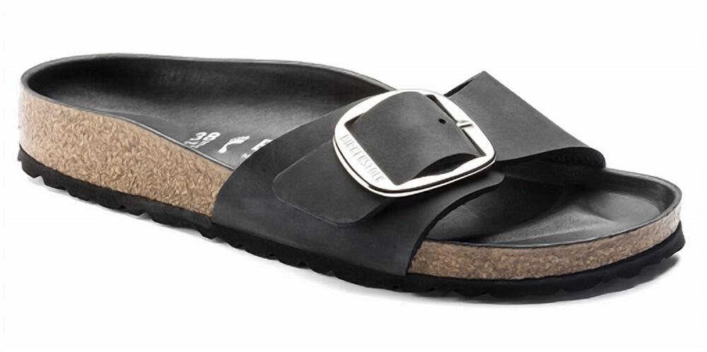 NEW BIRKENSTOCK women's madrid big buckle leather sandal in black
